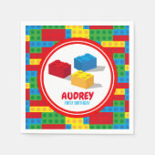 ブロック構築と遊カラフル誕生日 スタンダードカクテルナプキン (正面)