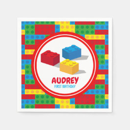ブロック構築と遊カラフル誕生日 スタンダードカクテルナプキン