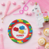 ブロック構築と遊カラフル誕生日 ペーパープレート (パーティー)
