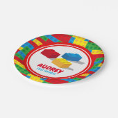 ブロック構築と遊カラフル誕生日 ペーパープレート (アングル)