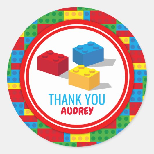 ブロック構築と遊カラフル誕生日 ラウンドシール (正面)