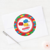 ブロック構築と遊カラフル誕生日 ラウンドシール (封筒)