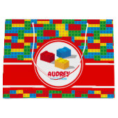 ブロック構築と遊カラフル誕生日 ラージペーパーバッグ (正面)