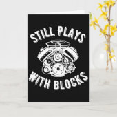 ブロック玩具で遊ぶメカニック 父の日 車  カード (黄色い花)