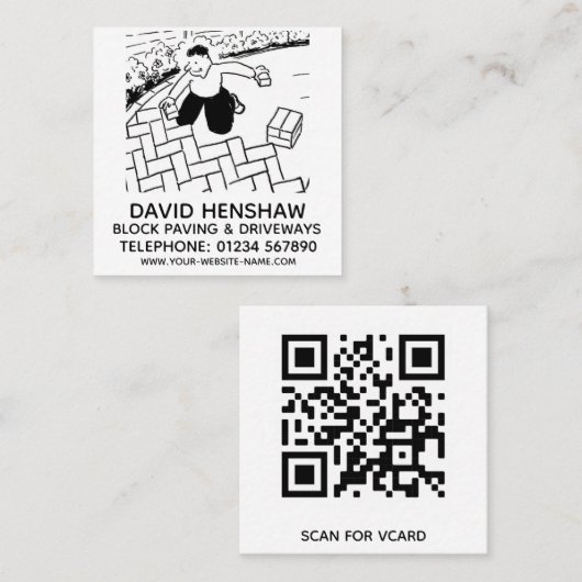 ブロック舗装及びドライブ敷設サービス スクエア名刺 (正面/裏面)