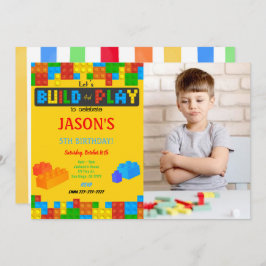 ブロック誕生日フォト招待状 招待状