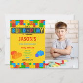 ブロック誕生日写真招待状 招待状 (正面)