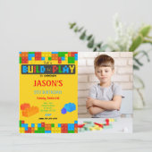 ブロック誕生日写真招待状 招待状 (スタンド正面)