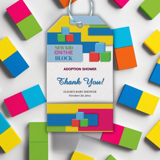 ブロック養子縁組の新しい子供が赤ちゃんシャワーを育てる ギフトタグ