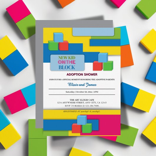 ブロック養子縁組の新しい子供が赤ちゃんシャワーを育てる 招待状
