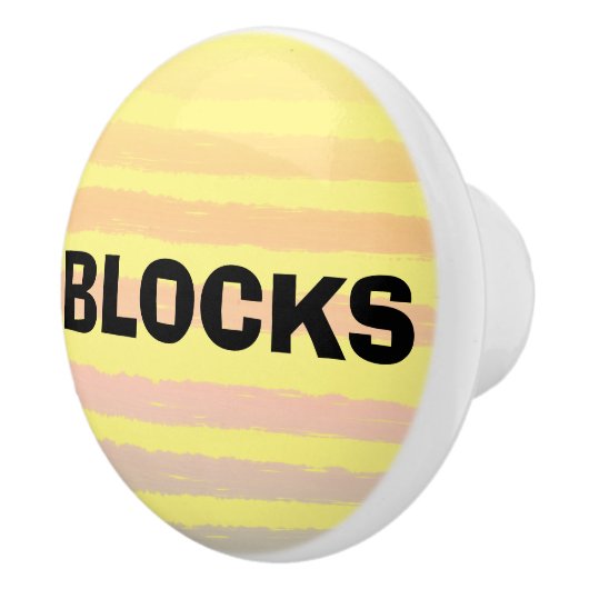 ブロック黄色のピンク色の紫ストライプ色 セラミックノブ (右)