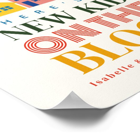 ブロック6ニュートラルホームベビーシャワー上の新しい子供 ポスター (角)