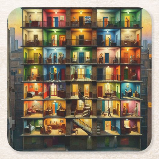 ブロック スクエアペーパーコースター (正面)