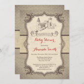 ブロック ベイビーシャワーの招待状 ヴィンテージ レトロ 招待状 (正面/裏面)