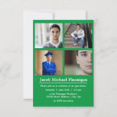 ブロック・レター緑3x5 – 卒業発表 招待状 (裏面)