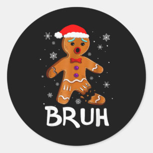 ブロッコリおもしろクリスマスジンジャーブレッドマンティーン男子 ラウンドシール