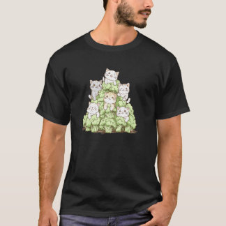 ブロッコリーにゃんこ面白いデザイン ネコ好き野菜 Tシャツ