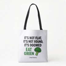 ブロッコリーの面白いトートバッグにテキスト/名前を追加 - Eat Green