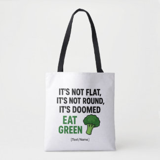 ブロッコリーの面白いトートバッグにテキスト/名前を追加 - Eat Green トートバッグ