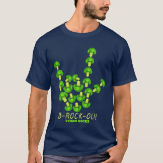 ブロッコリーを持ったロックンロールの角のシンボル ビーガンギフト Tシャツ