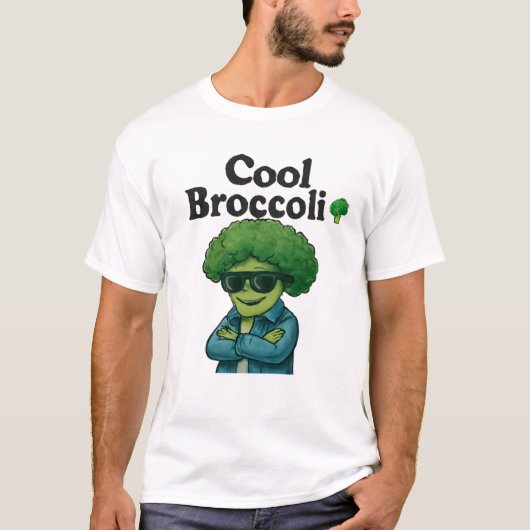 ブロッコリークール🥦😎カートゥーおもしろいビーギー Tシャツ (正面)