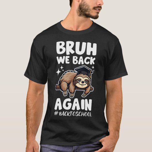 ブロッコリーバックトゥスクール面白いナマケモノ Tシャツ (正面)