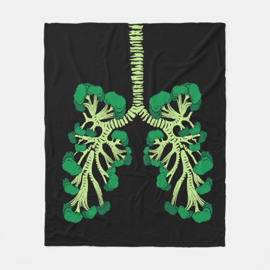 ブロッコリーラバーヘルシー野菜料理ブロッコリー フリースブランケット (正面)