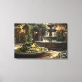 ブロッコリーラーベ付きスパゲッティ キャンバスプリント (正面)