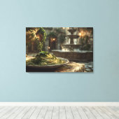 ブロッコリーラーベ付きスパゲッティ キャンバスプリント (インサイチュ (ウッドフロア))