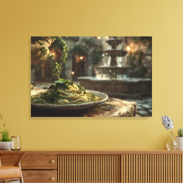 ブロッコリーラーベ付きスパゲッティ キャンバスプリント