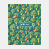 ブロッコリーレトロカラフルパタパーソナライズされたーン フリースブランケット (正面)