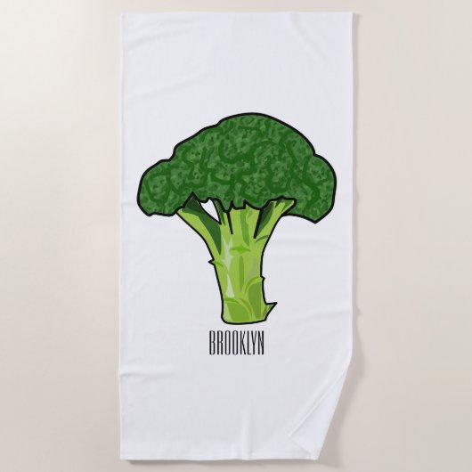 ブロッコリー漫画イラストレーション ビーチタオル (正面)
