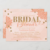 ブロッサムかわいらしグリッター水彩ブライダルシャワー 招待状 (正面/裏面)