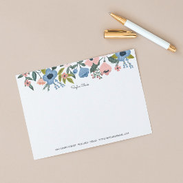 ブロッサムかわいらしピンクとブルーのフローラフレーム&ノート ノートカード