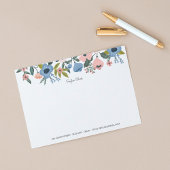 ブロッサムかわいらしピンクとブルーのフローラフレーム&ノート ノートカード