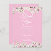 ブロッサムかわいらしピンク赤ちゃん女の子ありがとう詩 サンキューカード (正面/裏面)