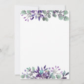 ブロッサムエレガントフローラホワイト文字パープル結婚ズ 招待状 (裏面)