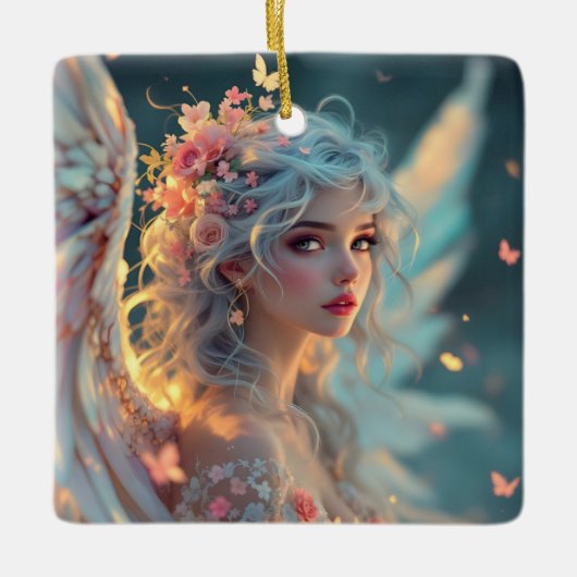 ブロッサムセラフ – エンジェルオブエンジェル春グレイス セラミックオーナメント (正面)