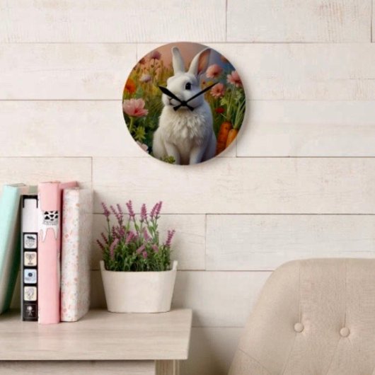 ブロッサムバニーとニンジンのパッチクロック ラージ壁時計