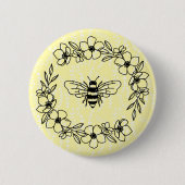 ブロッサムビーリースイエローフローラ 缶バッジ (正面)