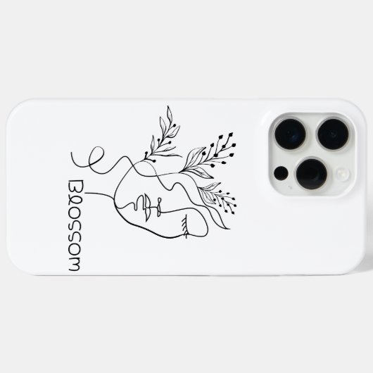 ブロッサムラインアートウーマンエレガントヘッドブミニマルラック Case-Mate iPhoneケース (裏面 (横))