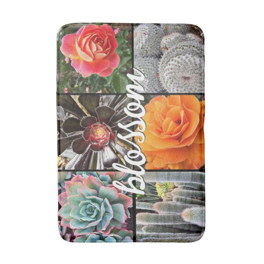 ブロッサム引用文カクティーバラ植物写真モダン バスマット (正面縦)