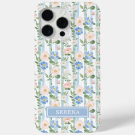 ブロッサム フローラル ウォーターカラー ストライプ オーダーメイド iPhone 15 PRO MAXケース