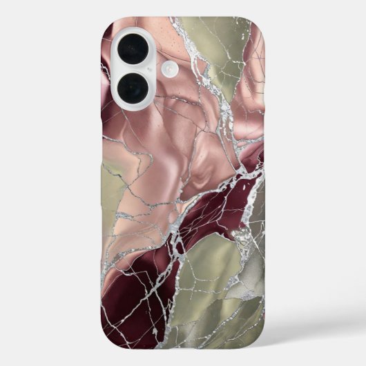 ブロッシュオリーブ大理石スマホケース シルバーラグジュアリー Case-Mate iPhoneケース (裏面)