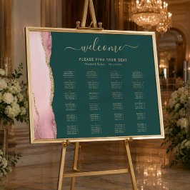 ブロッシュゴールド+アゲート+エメラルドグリーン結婚式席次表 ポスター