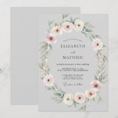 ブロッシュシルバー・リースの結婚式 招待状 (正面/裏面)