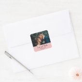 ブロッシュピンクのエレガントな結婚式の愛と感謝の写真 スクエアシール (封筒)