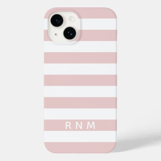ブロッシュピンクのストライプ 名前またはモノグラムセット14 Case-Mate iPhoneケース (裏面)