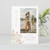 ブロッシュピンクのバラの結婚式 モダンな結婚式の日程お知らせ 招待状 (スタンド正面)