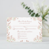 ブロッシュピンクのバラの結婚式RSVP返信 招待状 (スタンド正面)